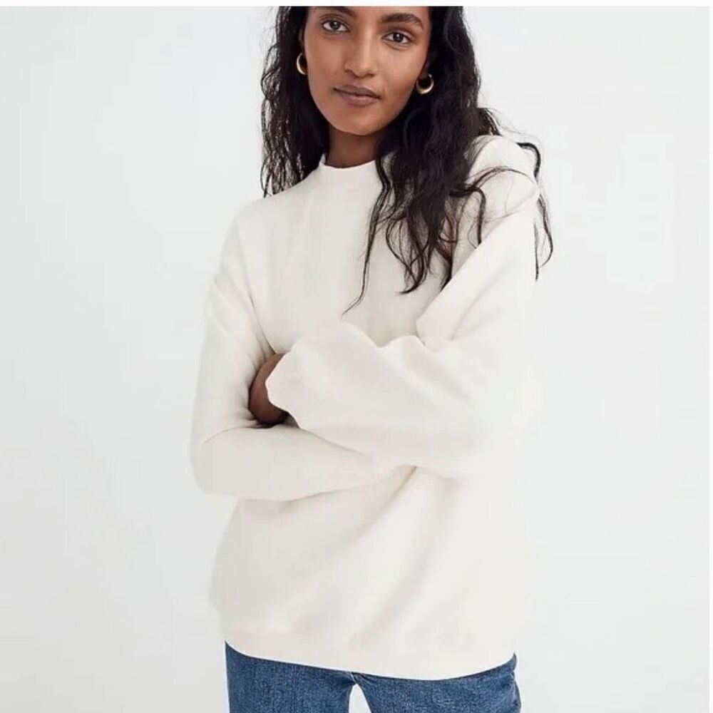 Madewell Button-Back Mockneck Top Size XS cream